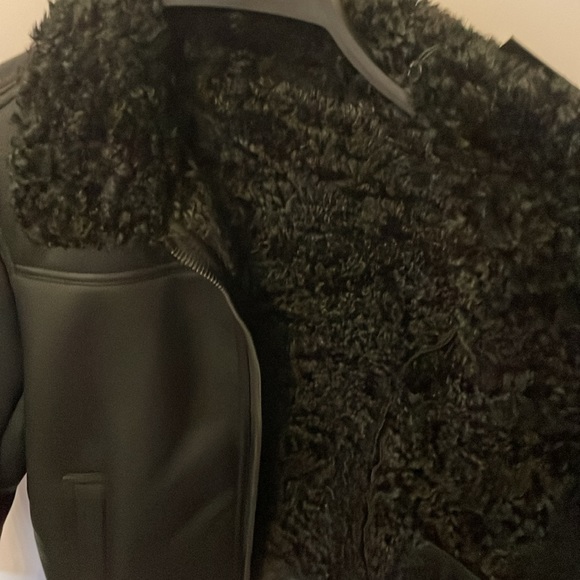THE KOOPLES BLACK faux fur leather bomber coat jacket nwt sz2 ( medium ) NEW - Picture 14 of 14